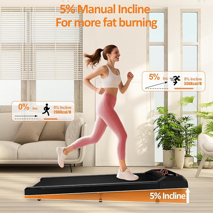 2.5HP Walking Treadmill Pad Incline, Under Desk Treadmill with Remote, 3 in 1 Low Noise Small Walking Mini Pad with Led Screen, Compact Treadmills for Home, 265lbs Capacity