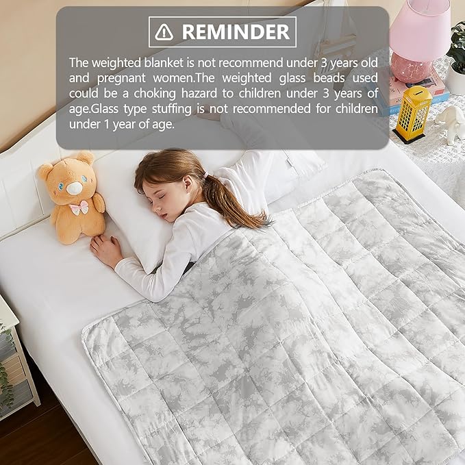 L'AGRATY Weighted Blanket - 40"x60" 7lbs Cooling Breathable Microfiber Material with Glass Beads Small Blanket for All-Season Summer Fall Winter Soft Thick