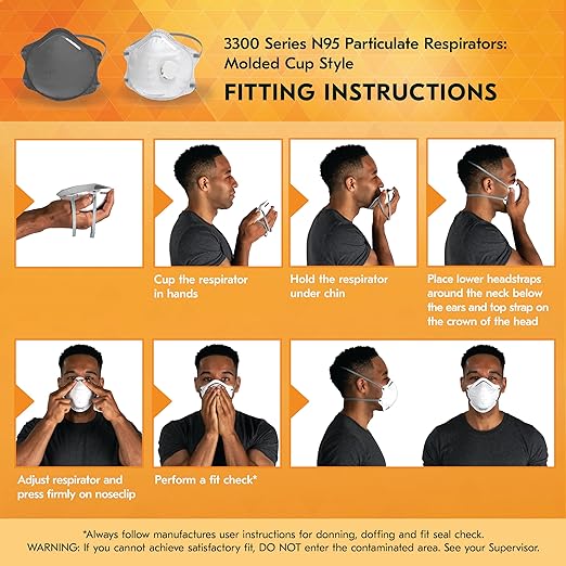 Kleenguard™ 3300 Series OV N95 Particulate Respirator (54629), RA3316 Molded Cup Style, NIOSH-Approved, Regular Fit, Grey (20 Respirators/Box)