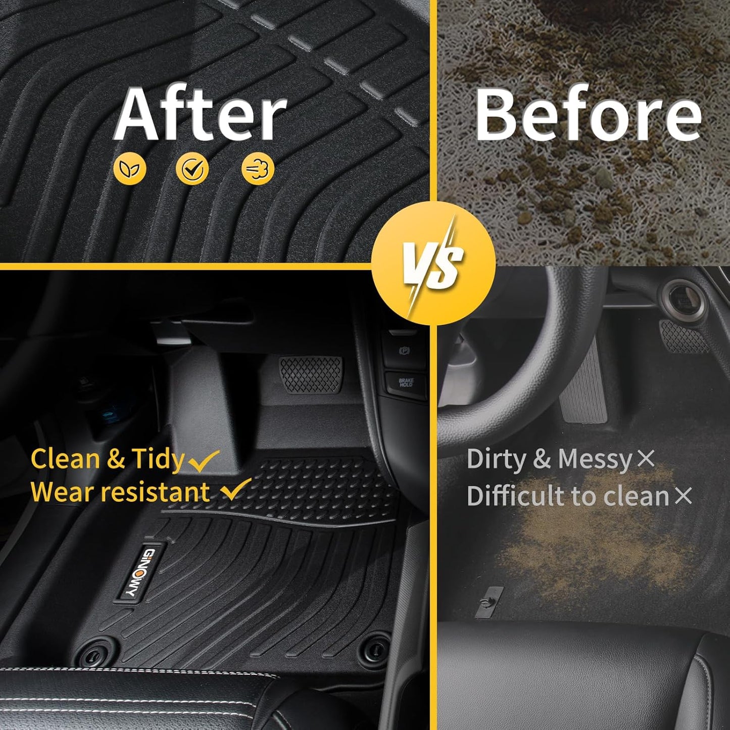 GINOWY- Floor Mats & Cargo Liner for Acura RDX 2019-2024 2025, TPE All Weather Protection RDX 2024 Car Mats Custom for RDX Floor Liners Anti-Slip Trunk Mat Waterproof Accessories-Black