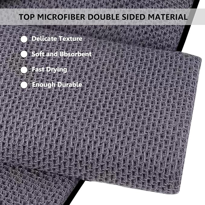 3 Pack Large Golf Towels, 16" x 24" Tri-Fold Portable Microfiber Fabric Waffle Pattern Golf Towel for Golf Bag with Carabiner Clip to Quickly Remove Sand, Mud, Dirt and Sweat