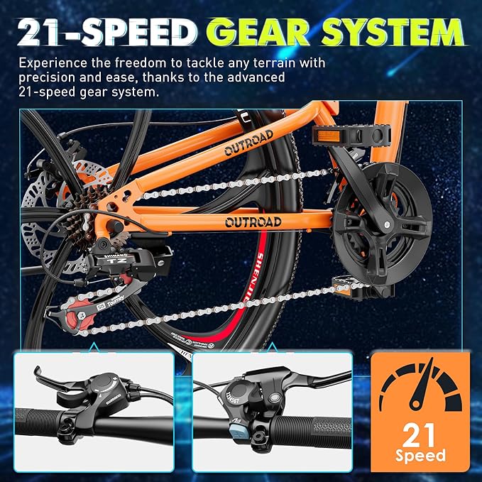 26 Inch Folding Mountain Bike, 21 Speed Full Suspension Bicycle with High-Carbon Steel, Dual Disc Brake Non-Slip Quick Release tire Folding Bicycle for Adults/Men/Women