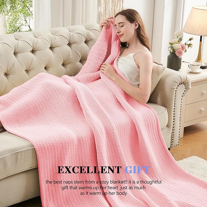 L'AGRATY Knitted Weighted Blanket - 60"x80" 15lbs Cooling Chunky Knit Heavy Blanket for Adults Braided Crochet Throw Thick Cable Yarn Knit Decorative No Beads Evenly Weighted Machine Washable
