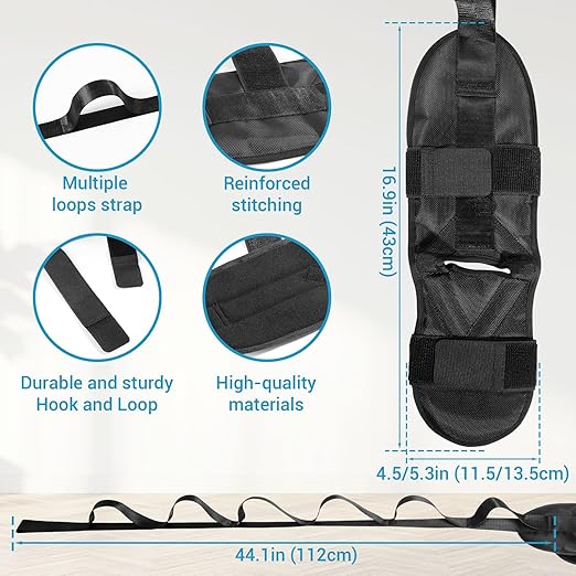 lefeke Foot and Calf Fascia Stretcher for Plantar Fasciitis, Achilles Tendonitis, Yoga Straps for Stretching, Adjustable Stretch Strap for Foot Leg Thigh(Black)
