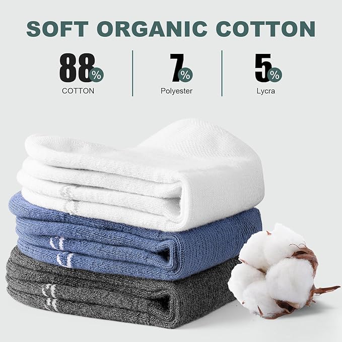 Lapulas 6 Pack Men's Ankle Socks with Cushion, Cotton Quarter Socks for Sport Training Running