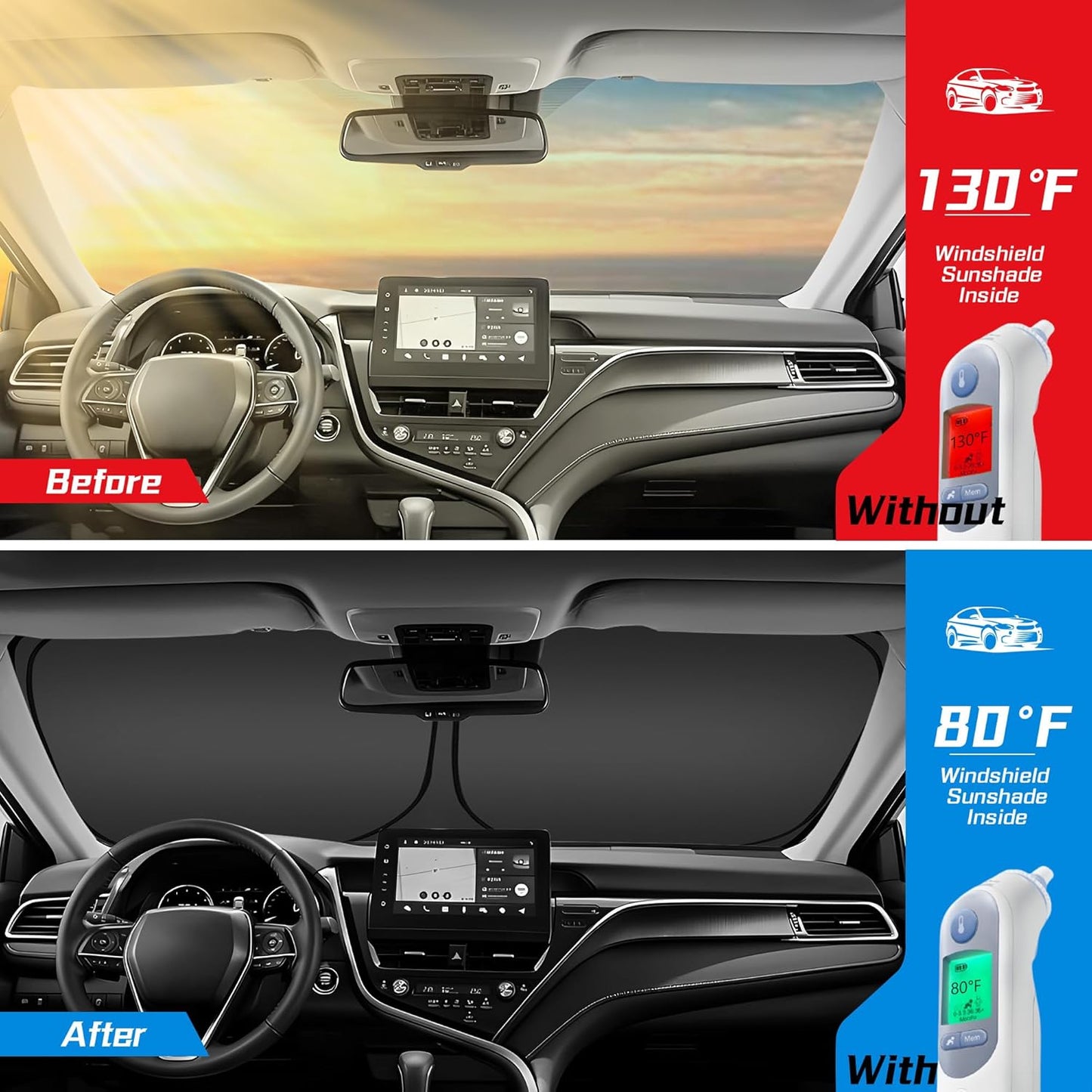 ARISMOTOR Windshield Sun Shade for Genesis GV70 2022-2025, Custom Fit Foldable Front Window Sunshade Sun Visor Protector, Block UV Rays Keep Your Car Cooler