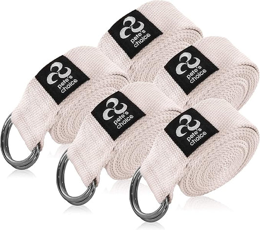 2-PACK or 5-PACK Yoga Exercise Adjustable Straps 8Ft | BONUS eBook | with Durable D-Ring For Pilates & Gym Workouts | Hold Poses, Stretch, Improve Flexibility & Maintain Balance