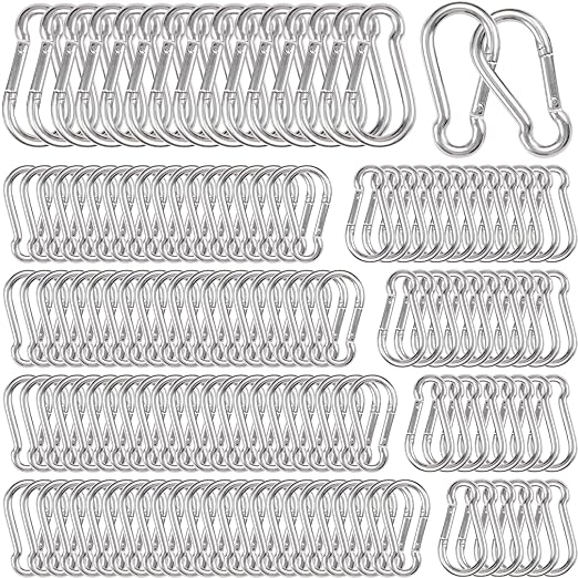 200Pcs Carabiner Clip Spring Snap Hook, M4 1.55 Inch Heavy Duty Galvanized Steel Spring Snap Hook, Quick Link Keychain Clip for Keys Swing Set Camping Fishing Hiking Traveling