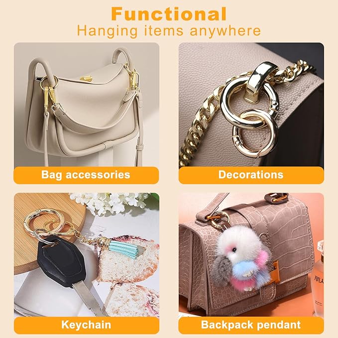 10Pack 2" Large Round Carabiner Clips, Metal Spring O Rings for Organizer Key Rings, Paracord Keychain Lanyard, Pet Chains, Purse Hardware, Key Snap Hooks DIY Accessory (Silver)