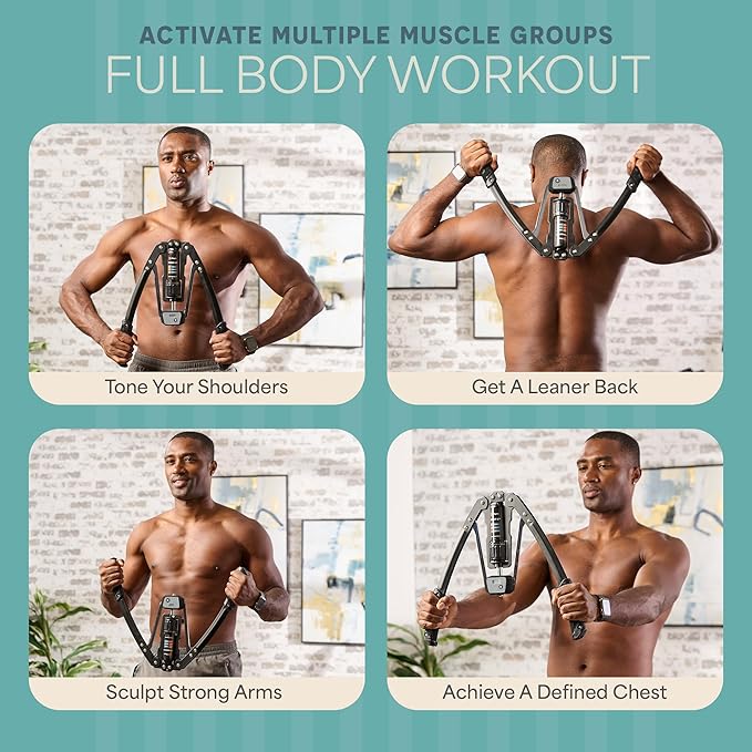 Lifepro Hydraulic Power Chest Expander and Arm Twister Trainer Exerciser - Adjustable 22-440lb Resistance, Smart Rep Counter - Home Gym Workout Equipment for Upper Body Strength Training