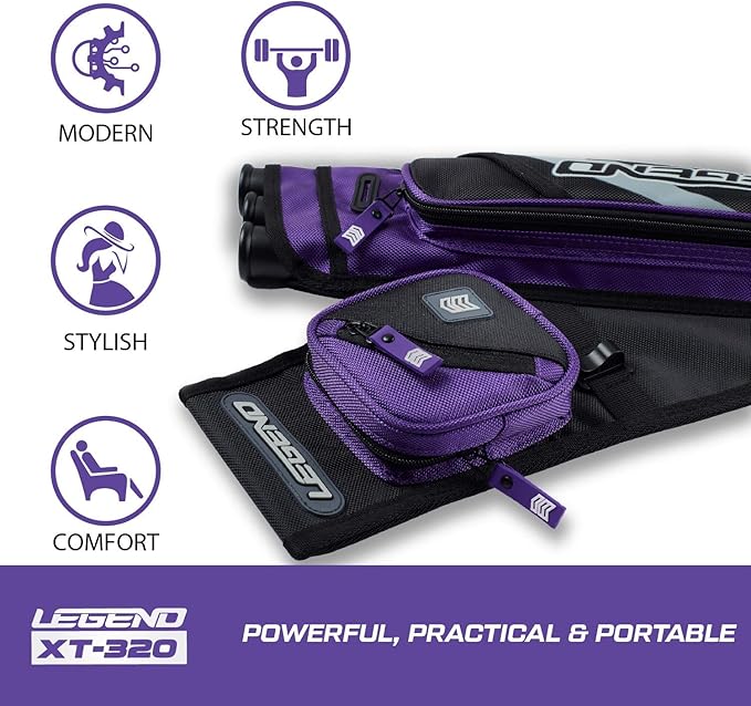 LEGEND XT320 Archery Quivers - Nylon Hip Quivers with 3 Arrow Tube Cases for Target Shooting - Adjustable Waist Belt, T-Slot, Storage Compartments for Accessories, Gear, Tools, Release Tab, Score Card