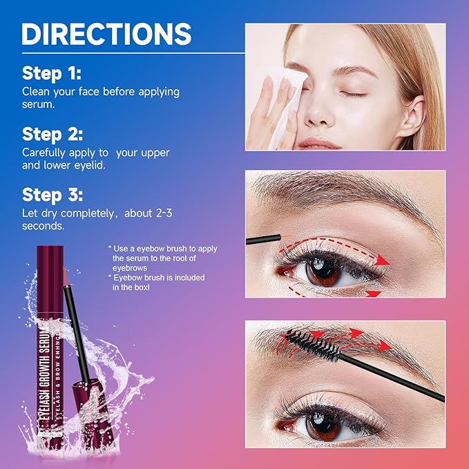 Lash Serum, Eyelash Growth Serum - 5ML Nourishing Formula for Longer, Thicker Eyebrow Lashes Brows | Effective Lash Enhancer, Strengthens Conditions (0.17 FL.OZ)