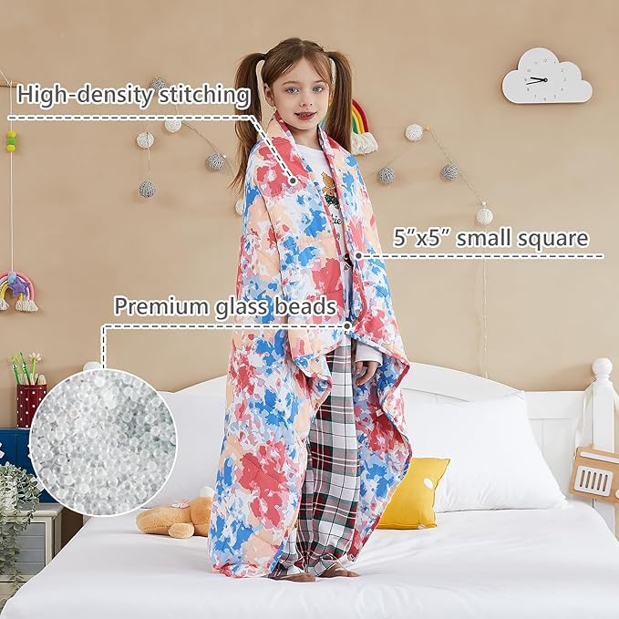L'AGRATY Weighted Blanket - 40"x60" 10lbs Breathable Microfiber Material with Glass Beads Small Blanket for All-Season Summer Fall Winter Soft