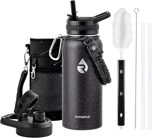 32oz Insulated Water Bottle, Triple Wall Vacuum Stainless Steel Water Bottles - Keeps Cold 48H, Reusable Metal water flask Jug for Gym, Sports, Camping, Hiking,Travel, Black Speckled