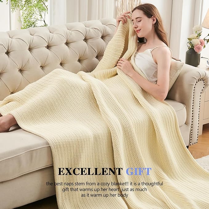 L'AGRATY Knitted Weighted Blanket - 60"x80" 20lbs Cooling Chunky Knit Heavy Blanket for Adults Braided Crochet Throw Thick Cable Yarn Knit Decorative No Beads Evenly Weighted Machine Washable