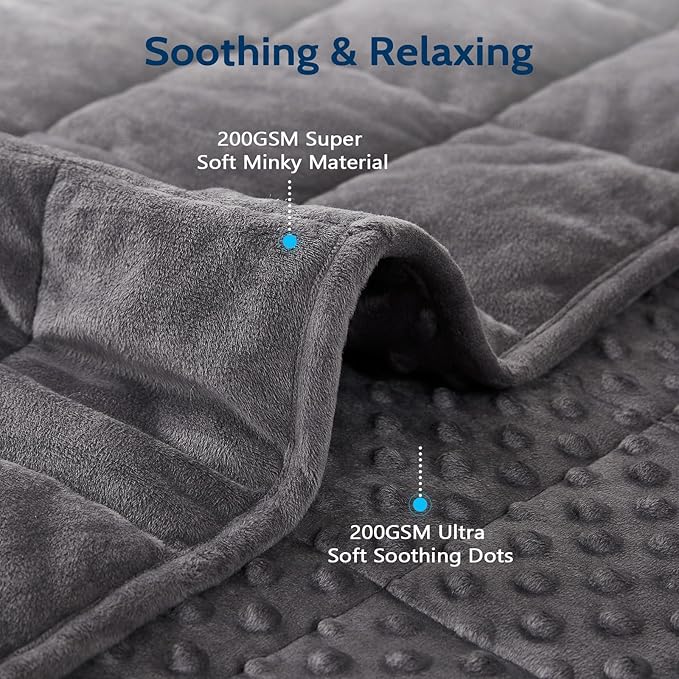 L'AGRATY Weighted Blanket for Adult - 60"x80" 20lbs Minky Dots Heavy Blanket with Glass Beads: Soft Breathable for All-Season Summer Fall Winter Thick Comfort for Sleeping