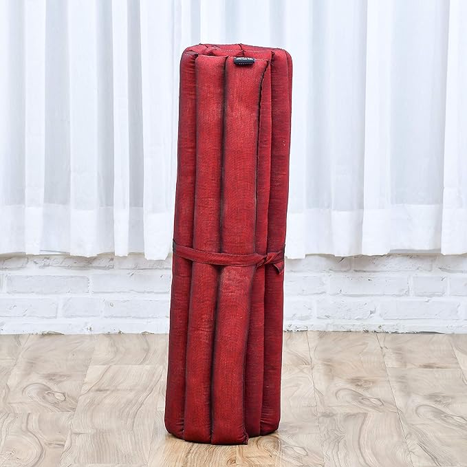 Leewadee Meditation Cushion Set – 1 Round Zafu Meditation Pillow and 1 Square Roll-Up Zabuton Meditation Mat, Pillows Bundle Filled with Kapok