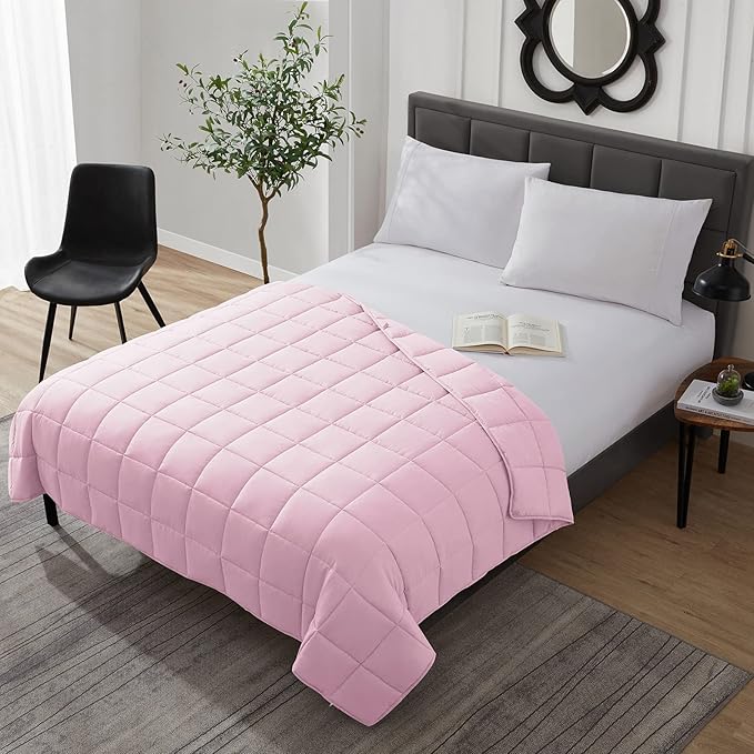 L'AGRATY Weighted Blanket - 40"x60" 10lbs Cooling Breathable Microfiber Material with Glass Beads Small Blanket All-Season Summer Fall Winter Soft Thick Comfort