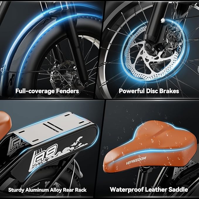 1500W Peak Motor Electric Bike for Adults Up to 80 Miles 30MPH Dirt Ebike 20" x 4 Fat Tire 48V 20Ah Removable Battery Mountain E Bike Commuter Full Suspension Bicycles for Men Women