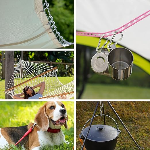 Large Carabiner Clip Hooks, 2pcs 4 inch Carabiners Heavy Duty, 304 Stainless Steel Spring Snap Hook Fits Camping Hanging Hiking Weight Lifting, Metal Clips for Rope or Chain