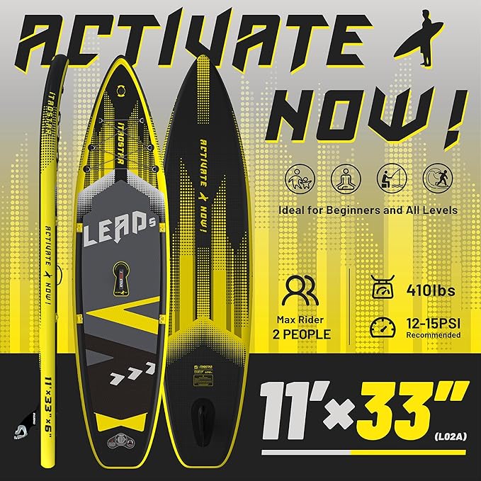 Lead 11‘ x 33" / 12’×35" Inflatable Stand Up Paddle Board - Premium SUP Board Kit - Ultra Stable Paddleboard for Adults & Youth - All Skill Levels - for Lakes, Oceans