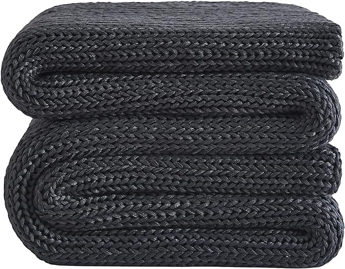 L'AGRATY Knitted Weighted Blanket - 48"x72" 15lbs Cooling Chunky Knit Heavy Blanket for Adults Braided Crochet Throw Thick Cable Yarn Knit Decorative No Beads Evenly Weighted Machine Washable