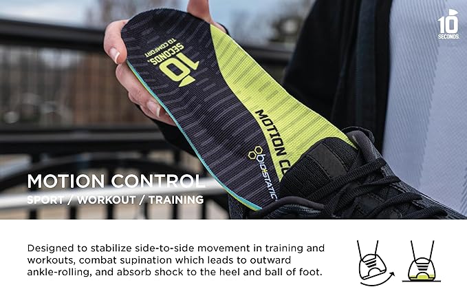 10 Seconds 3210 Motion Control Shoe Insoles, M 5, W 7 (2 Pack)