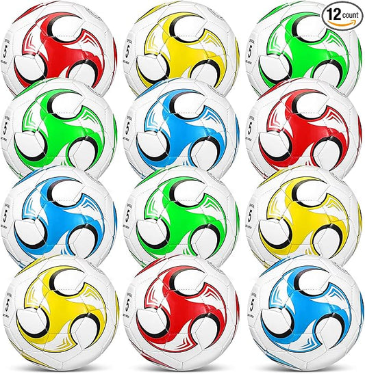 Lenwen 12 Pcs Soccer Balls with Pump Bulk Official Size 5 4 3 Kids Teen Adult Indoor Outdoor Sports Soccer Ball Toddler Youth Gift for Training Game Practice Christmas Operation