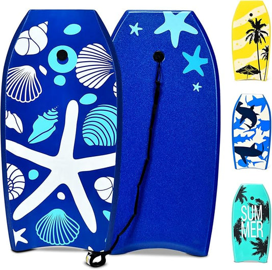 KOTEK 33/37/41 Inch Body Board with Wrist Leash, EPS Core, Dual Channel, HDPE Slick Bottom, Bodyboard for All Skill Levels & Wave Conditions