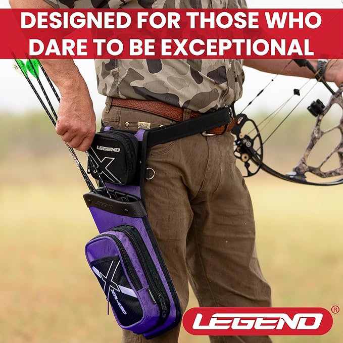 Legend XR430 Premium Field Quiver for Arrows - Right-Handed Hip Arrow Quiver with Removable Release Pocket, Durable Archery Quiver with Tools & Accessories Compartment, Arrow Holder