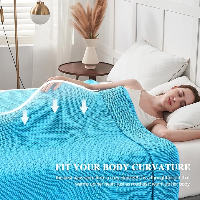 L'AGRATY Knitted Weighted Blanket - 60"x80" 15lbs Cooling Chunky Knit Heavy Blanket for Adults Braided Crochet Throw Thick Cable Yarn Knit Decorative No Beads Evenly Weighted Machine Washable