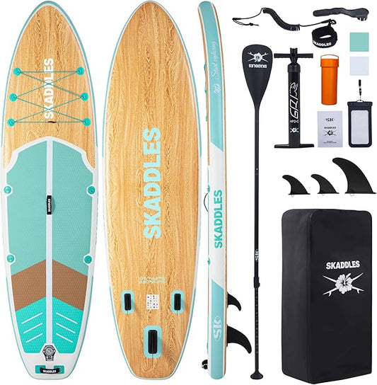 10’6’’ Portable Inflatable Stand Up Paddle Board (SUP) for Adults and Youth with Non-Slip Deck – Complete Accessories Kit, Perfect for Fishing, Yoga, Fitness & Family Fun