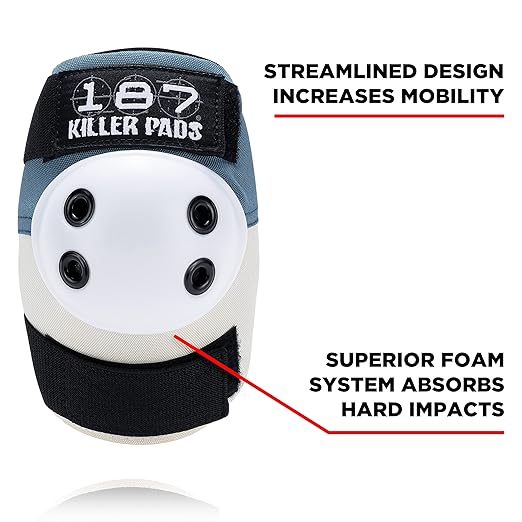 187 KILLER PADS Knee Pads, Elbow Pads Combo Pack, Stone Blue, Large/X-Large