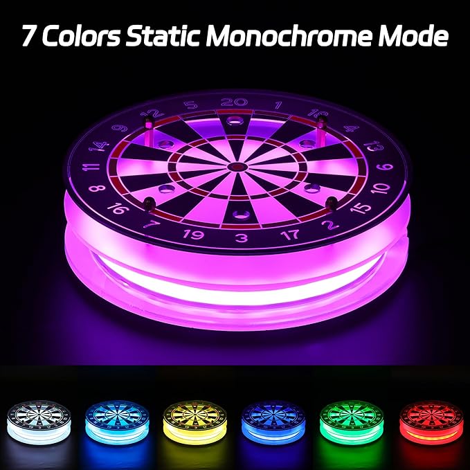 Light Up Dart Holder, Acrylic Dart Holder with Multiple Color Modes and Brightness Adjustment Function with Remote Control, Birthday Christmas Dart Gifts for Men or Darts Enthusiasts
