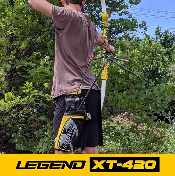 Legend XT420 Field Quiver - Left or Right-Handed Quiver Arrow Holder, Archery Quiver with 3 Arrow Tube, Durable Nylon Hip Quivers with Multiple Pockets for Archery Accessories, Score Card & Tools