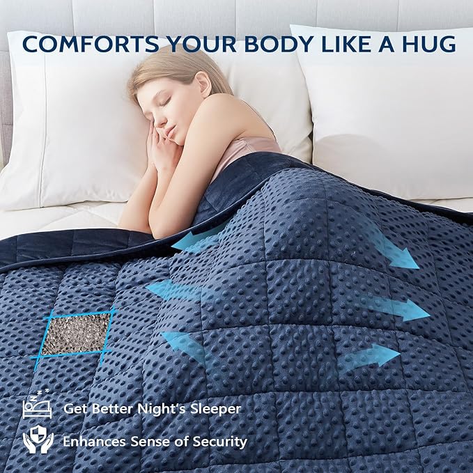 L'AGRATY Weighted Blanket for Adult - 60"x80" 20lbs Minky Dots Heavy Blanket with Glass Beads: Soft Breathable for All-Season Summer Fall Winter Thick Comfort for Sleeping