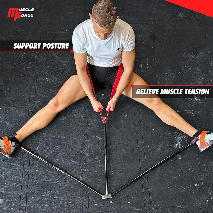 3 Bar Leg Stretcher for Splits and Adductor Stretch to Over 180°, Split Machine for Flexibility with 6 Regulations - Legs Spreader, Groin Stretcher, Ballet, with Padded Grips and Strap