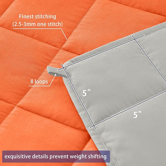 King Size Weighted Blanket for Adults (25 lbs, 80” x 87”, Orange) Cooling Heavy Blanket for Sleeping Perfect for 240-260 lbs, Breathable Blanket for Adults & Couple All Season, Machine Washable