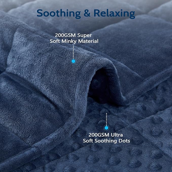 L'AGRATY Weighted Blanket for Adult - 60"x80" 15lbs Minky Dots Heavy Blanket with Glass Beads: Soft Breathable for All-Season Summer Fall Winter Thick Comfort for Sleeping