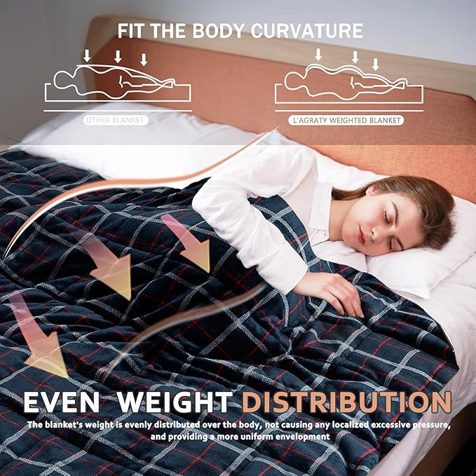 L'AGRATY Weighted Blanket - 48"x72" 15lbs Soft Breathable Heavy Blanket Flannel Material with Glass Beads for Adult All-Season Summer Fall Winter Soft Thick Comfort