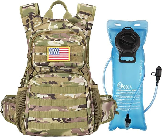 22L Tactical Hydration Backpack with 3L Water Bladder, Lightweight Molle Water Bag for Men Women, Hiking Hydration Pack for Cycling Running Biking Hunting, Daypack with Waist Pocket, Camo