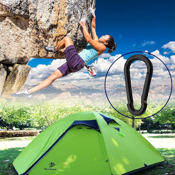 30Pack Carabiner Clips Heavy Duty, 4” Large Spring Snap Hooks Bulk, Galvanized Black 3/8” Carabiners for Camping, Solid Spring Clips for Home Gym Hanging Hammocks Swing Hiking-1100lbs Holding Capacity