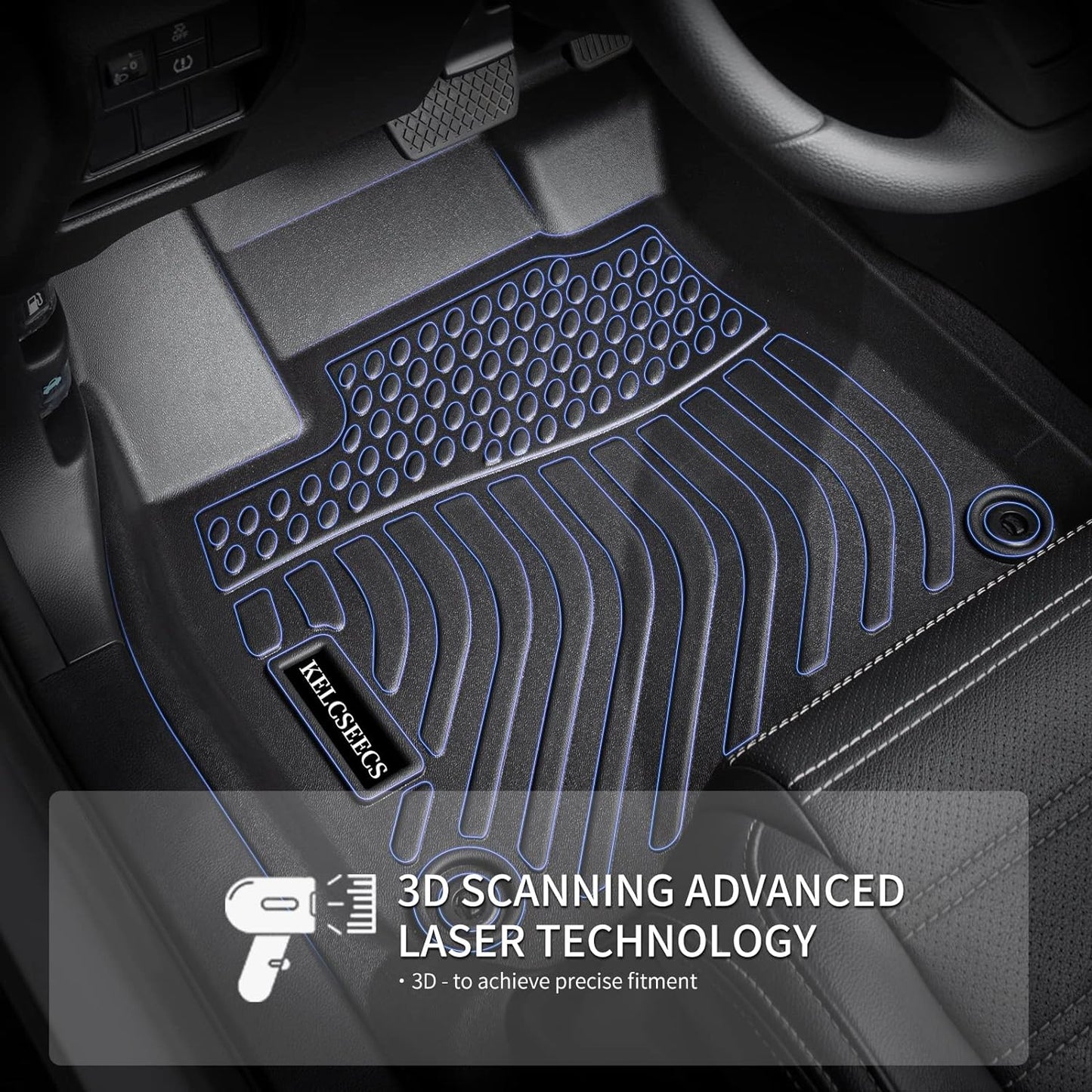 KELCSEECS Floor Mats Custom for Nissan Rogue 2020 2019-2014 (Not Fit Sport Models) All Weather Protection TPE Heavy Duty Automotive Floor Liners Fits Front& 2nd Row Full Set Accessories Black