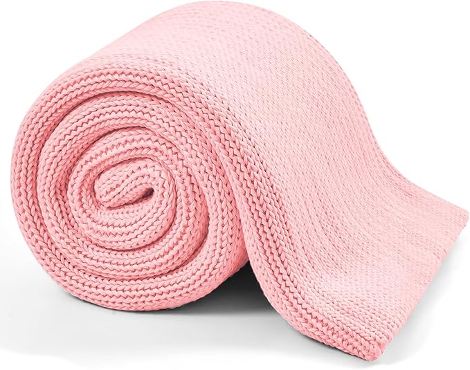 L'AGRATY Knitted Weighted Blanket - 48"x72" 12lbs Cooling Chunky Knit Heavy Blanket for Adults Braided Crochet Throw Thick Cable Yarn Knit Decorative No Beads Evenly Weighted Machine Washable