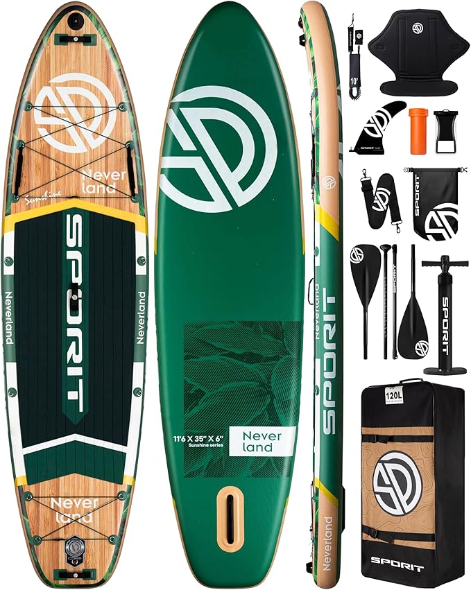 11'6×35" Super Wide Inflatable Stand Up Paddle Board, Ultra Stable SUP Board for Adults, 450lb Capacity with Shoulder Strap, 100L Backpack, Removable US Fin, Floating Paddle, Safety Leash