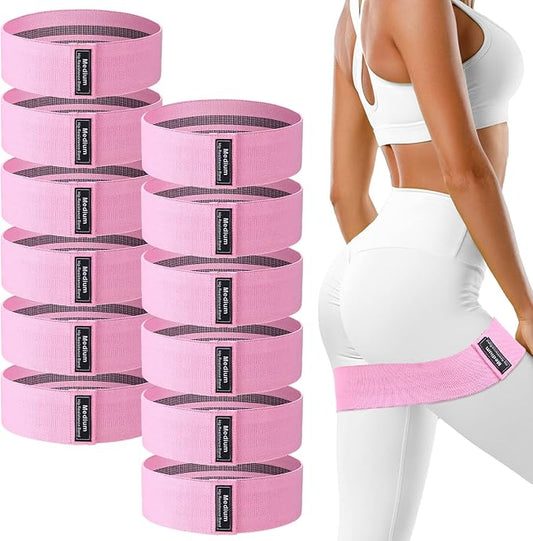 12 Pcs Fabric Resistance Bands for Working Out Booty Workout Stretch Exercise Bands Non Slip for Legs Squat Resistance Loop for Women Men Starter Butt Hip Thigh Fitness