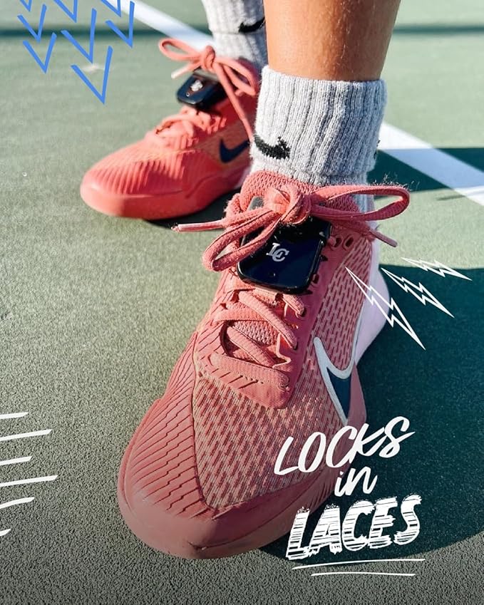 LC LaceClips Smart Activity Tracker - Shoe-Mounted Step Counter for Walking & Sports Performance Monitor - Track 25+ Activities, Jumps & Calories with App - No Subscription Required (Black)