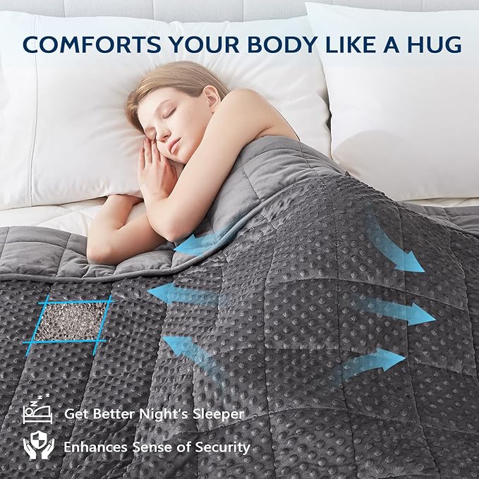 L'AGRATY Weighted Blanket for Adult - 60"x80" 15lbs Minky Dots Heavy Blanket with Glass Beads: Soft Breathable for All-Season Summer Fall Winter Thick Comfort for Sleeping