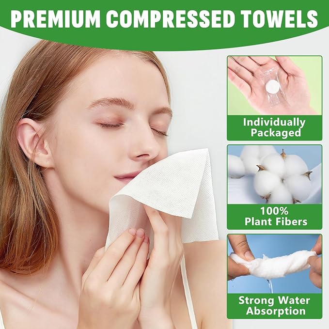 180 PCS Compressed Towel, Mini Compressed Towel Tablets, Disposable Compressed Face Towels, Camping Towel, Portable Bulk Compressed Coin Tissues for Home, Travel, Outdoor Sports