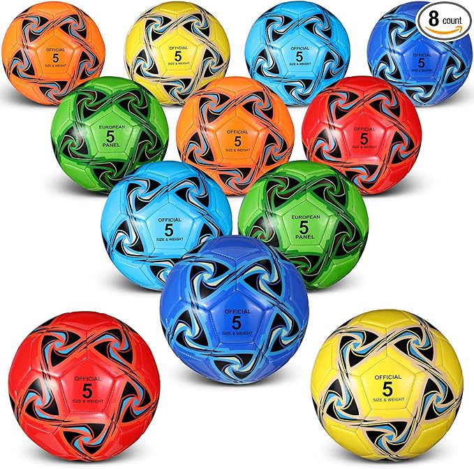 Lenwen 12 Pcs Soccer Balls with Pump Bulk Official Size 5 4 3 Kids Teen Adult Indoor Outdoor Sports Soccer Ball Toddler Youth Gift for Training Game Practice Christmas Operation